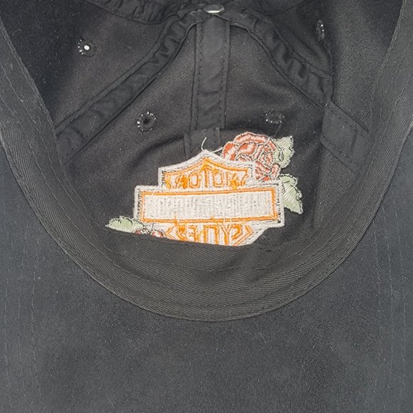 Women's Harley-Davidson Hat Black Ponytail Cap Red Roses Ladies Motorcycle Biker - Picture 7 of 9